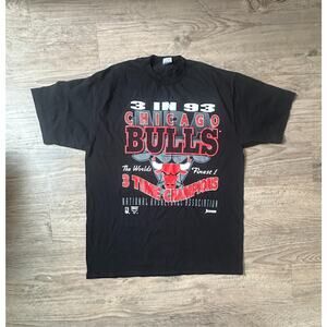 Vintage Chicago Bulls 3-Peat 1993 T-Shirt Men’s XL Black Jordan Era Rare